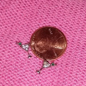 Tiny Martini Glass Earrings - Sterling Silver